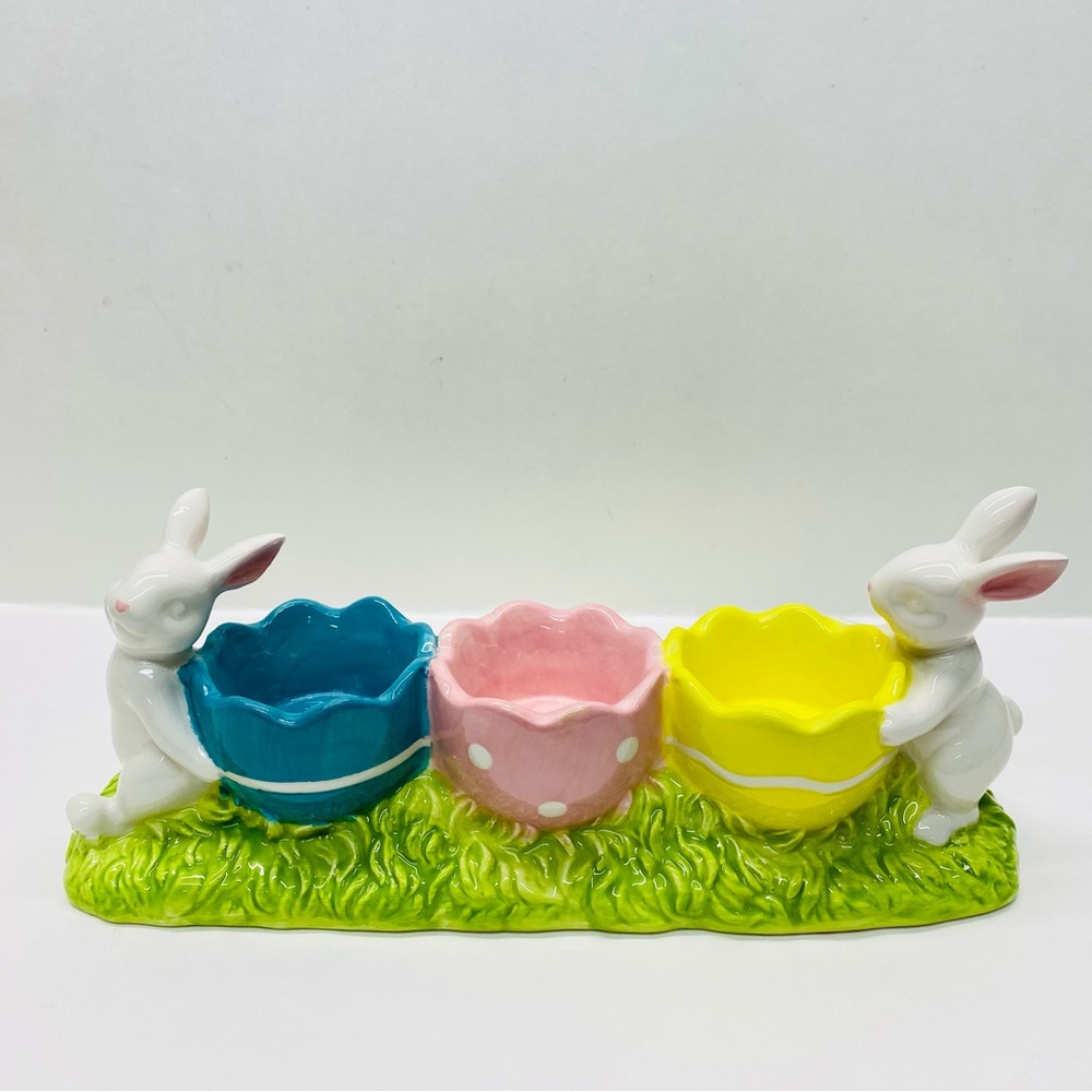 Yankee Candle Easter Egg Bunny Tealight Holder Bunnies Spring Pink Yellow Blue - Picture 1 of 14